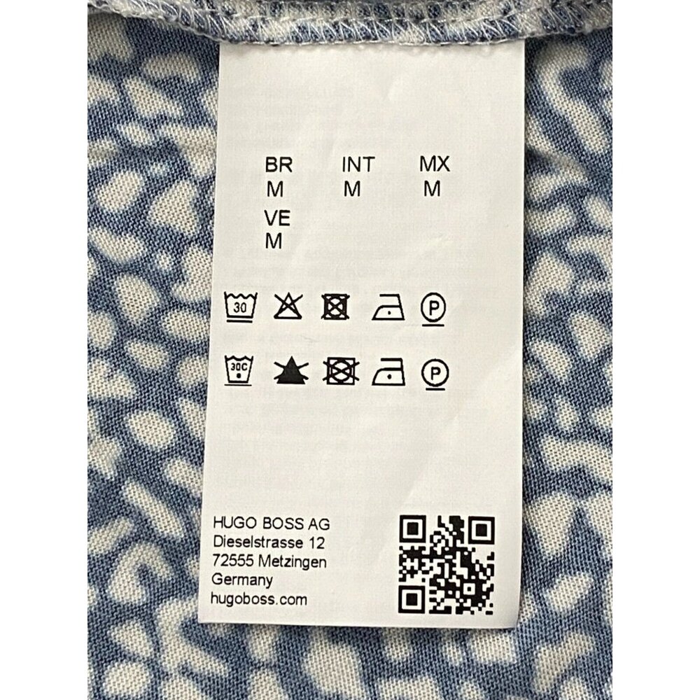 Hugo Boss Epana Print Ruched Top Medium Black White Soft Stretch 3/4 Sleeves - Picture 7 of 9